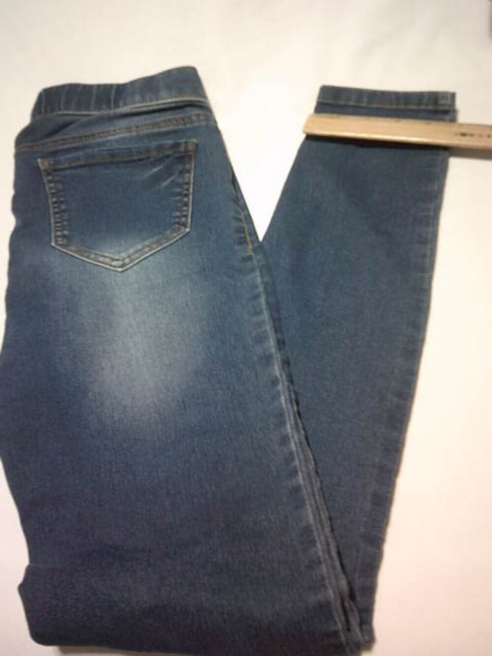 NO BOUNDARIES SKINNY LEG DARK DENIM SPANDEX JEANS SIZE M 7-9 JUNIORS PULL ON/OFF